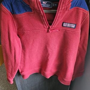 Vineyard Vines Red Fleece with Blue Trim